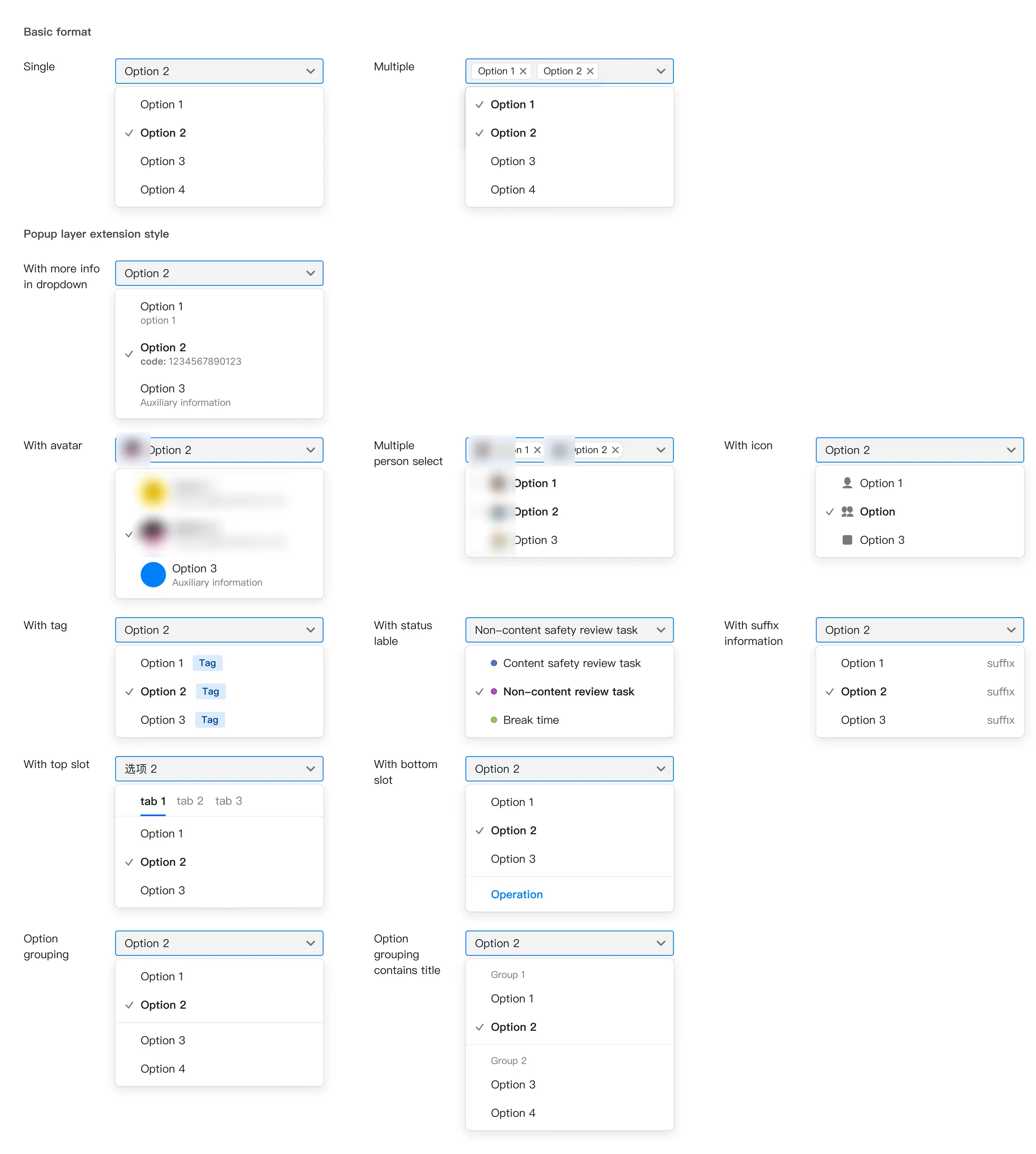 Select variants
