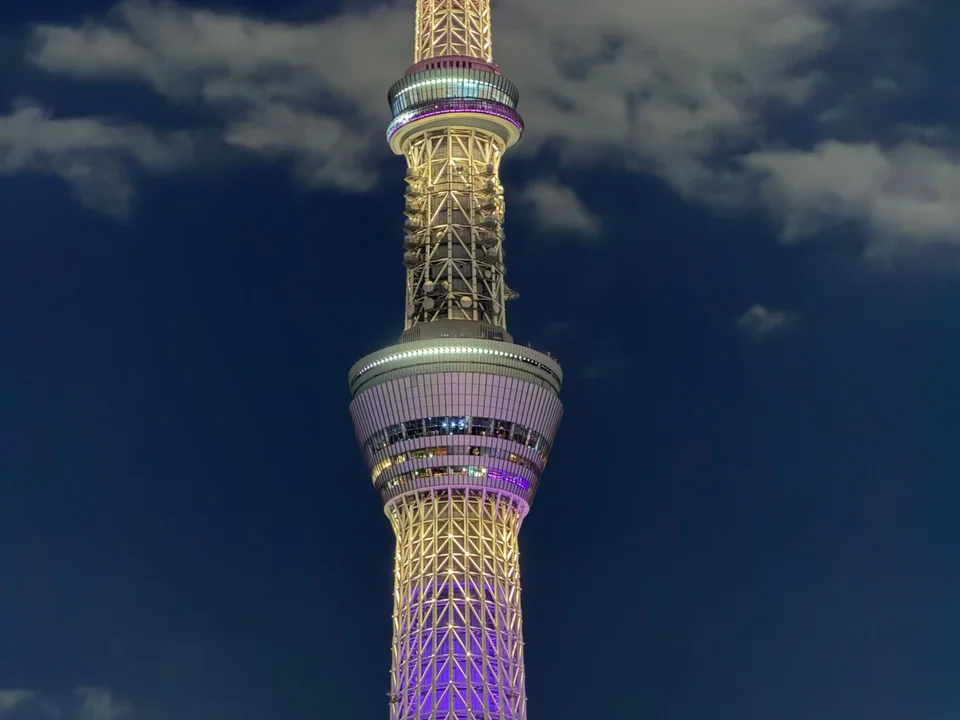 Tokyo Skytree lit up at night